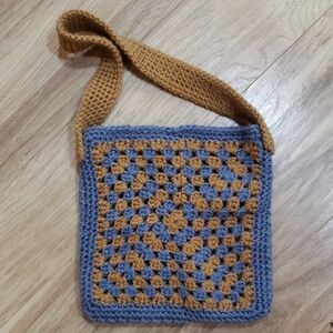 Homemade,crochet,grannysquare Purse,boho,hippie,brownandblue,oneof a Kind,vintag